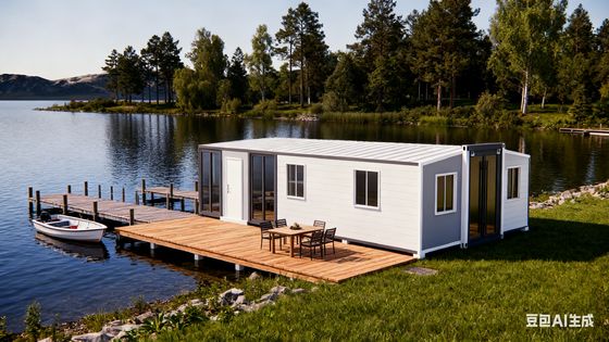 ৫৬ বর্গ মিটার প্রিফ্যাব ভাঁজ ঘর 75 মিমি ইপিএস ওয়ালবোর্ড এবং 30 বছরের জীবনকাল টেকসই বসবাসের জন্য