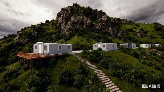 40 ফুট প্রসারিত কন্টেইনার হোম 72 বর্গ মিটার মেঝে এলাকা পিভিসি কাঠের প্যানেল অভ্যন্তর সমাপ্তি এবং শুকনো ভিজা বিচ্ছেদ বাথরুম